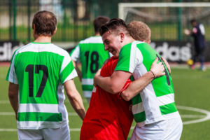 The embrace between two players